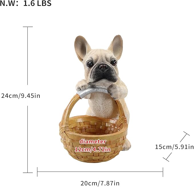 Dog Resin Storage Basket, Desktop Organizer for Remote & Keys, Cute Home Decor Tray, Ideal present for Pet Lovers.(French Bulldog)