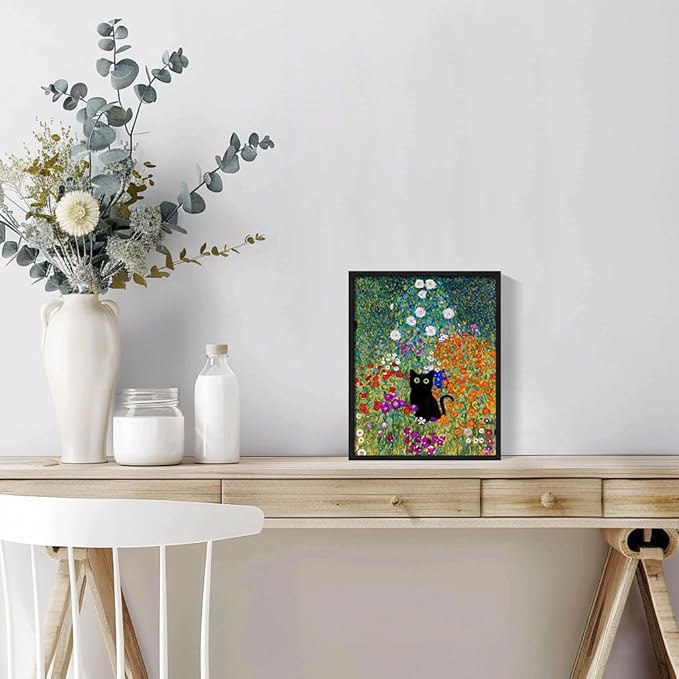 Hamduker Canvas Wall Art Cat Decor for Dorm Bedroom Canvas Prints Aesthetic Monet Cat Posters Living Room Decor (Size: 8''x10''x1pcs)