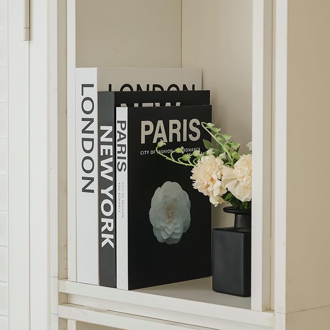 Decorative Books for Home Decor, 3 Pcs Aesthetic Fake Books Set, Modern Neutral Coffee Table Decor, Decorative Book Boxes for Living Room Shelf Styling