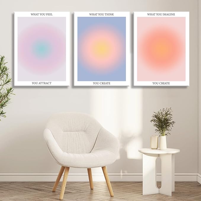 Framed 3Pcs Abstract Wall Art Poster Room Aesthetics Spiritual Spiritual Gradual Affirmation Canvas Wall Decoration Positive Energy Inspirational Wall Art Bathroom Living Room Apartment 12x16Inch