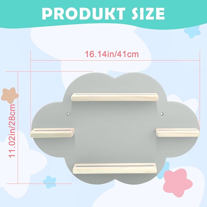 Taladad for TonieBox and Tonie Shelf Cloud,Tonies Storage for 12-20 Tonie Figures Characters Magnetic Wall Shelf for Tonies Toniebox, Charging Station (Grey-Without Box Holder)