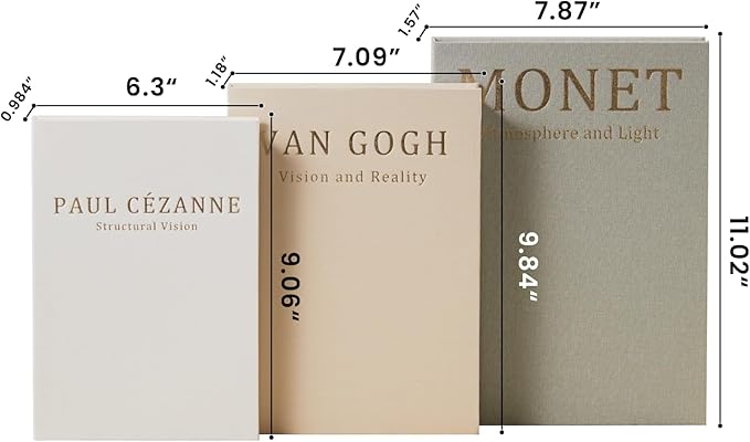Aesthetic Decorative Books - Coffee Table Books Decor - Faux Decor Book Storage Box for Decoration - Set of 3 Linen Fake Book for Home Table Decor - Bedside Tables Decors - Home Room Bookshelf Decors with 9.06 x 6.3 x 0.984,9.84 x 7.09 x 1.18,11.02x 7....