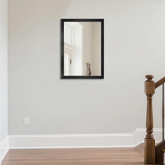 Ruomeng Rectangular Wall Mirror 20" x 28" for Bathroom, Bedroom, Entryway, Living Room, Black