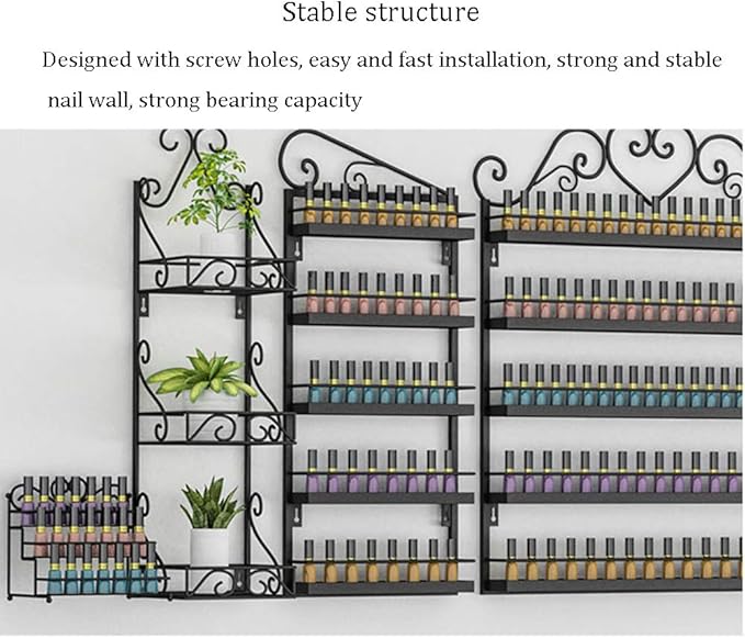 Metal Wall-mounted Nail Polish Storage Racks Wall-mounted Nail Polish Stand Storage Box, Retail Store Metal Nail Polish Storage Display Rack Display Rack Lipstick Perfume, Suitable for Nail Shop/Salon