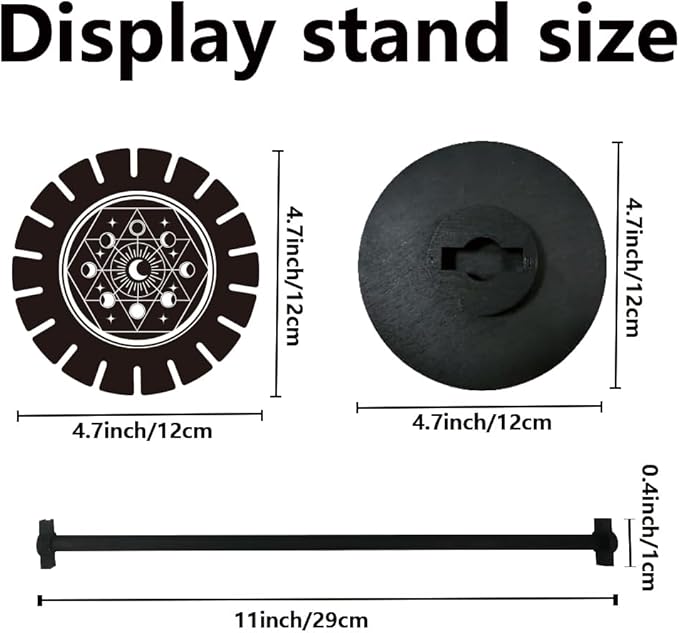 INFUNLY Pendulum Display Stand Moon Phase Crystal Display Shelf Holder Black 4.7x11 Divination Pendulum Storage Rack with 18 Slots for Crystal Stone Pendulum Necklaces Rack Witch Altar Decor