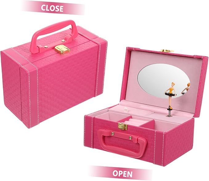 PartyKindom Jewelry Box Standing Organizer Makeup Jewelry Storage Buckle Lock Case Elegant for Friends