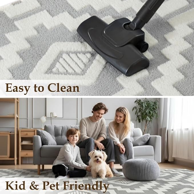 PureCozy Super Soft Shag Rug 5x8 for Living Room Modern Gray Washable Large Area Rugs High Pile Non-Shedding Throw Rugs Non Slip Indoor Office Carpet for Playroom Bedroom Home Aesthetic Decor