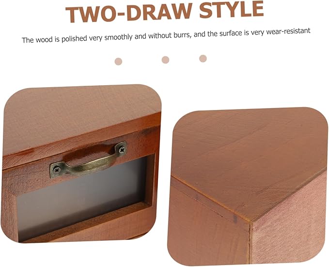 Luxshiny Solid Wood Storage Box Office Organization Storage Organizer Makeup Jewelry Holder Vintage Style Desktop Organizer for Home Office
