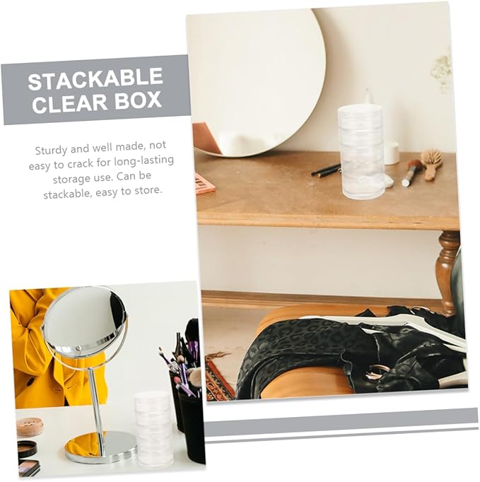 Alipis 4pcs Clear Storage Containers Lid Stackable Organizing Boxes for Beads Jewelry Makeup Lightweight for Home Office Use