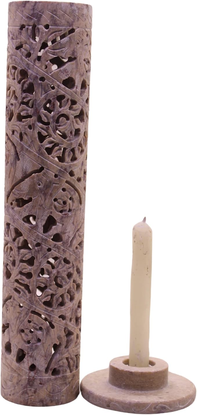Carry Me Marble Soapstone Incense Stick Holder | Candle Burner | Tea Light Holder - Perfect Handmade Elephant Carving for Gifting. Decorative Home and Office Decor.(3 x 3 x 10.5 Inches)