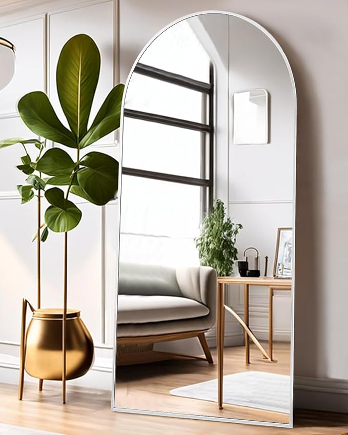 ITSRG Floor Mirror, Full Length Mirror with Stand, Arched Wall Mirror, 27"x71"Mirror Full Length, Floor Mirror Freestanding, Wall Mounted Mirror for Bedroom Living Room, Silver