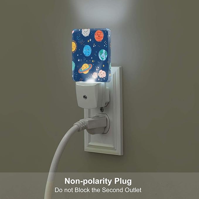 Planets in Solar System Night Light,Plug-in Night Lights with Dusk to Dawn Sensor for Stairway,Hallway,Bedroom Sleep Friendly Ideal for Women/Girls/Boys Gift,0.5w