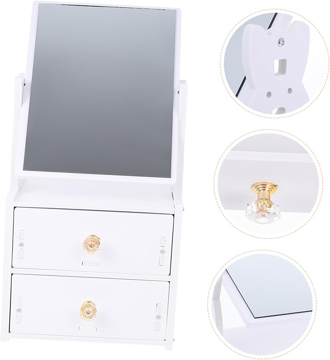 Makeup Containers Organizers Dresser Mirror Storage Vanity Mirror for Desk Makeup Storage Box