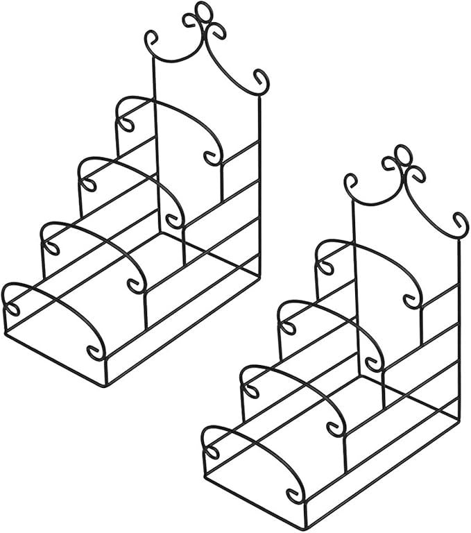 Artliving 4-Tier Metal Scrollwork Dish Rack Plate Rack Display Stand Holder Cabinet Organizer Set of 2