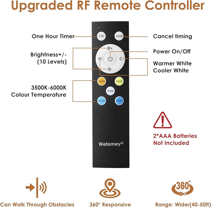 Wefomey White LED Strip Lights, Dimmable Bright 24V Flexible Tape Light with Remote and App Control, UL-Listed Power Supply, 2700K-6500K White Lights for Bedroom (1 Rolls of 131ft)