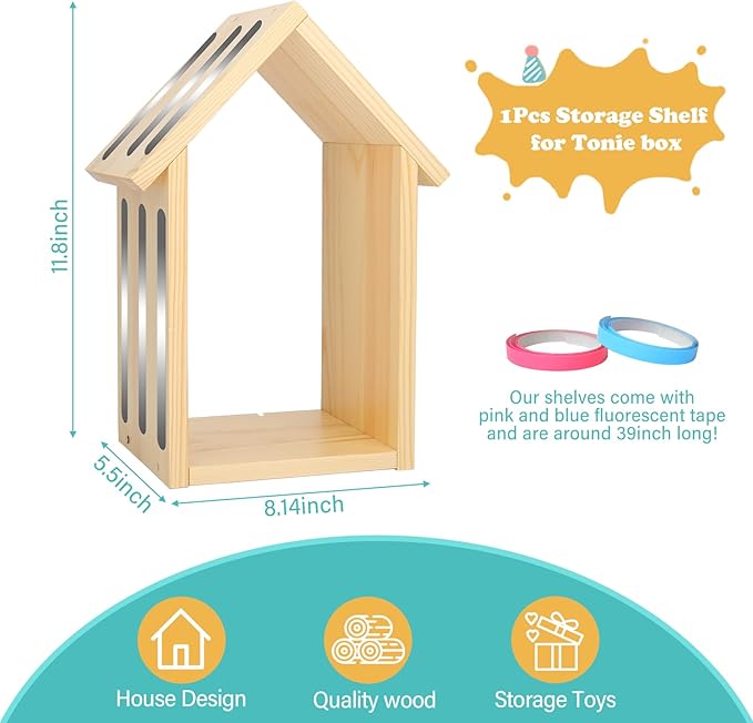 for Tonies Box Shelf Magnetic House Storage Shelf, Compatible with Tonie Box 1/2 Player Character Tonies Figures Characters for Children Room, Wall-Mounted and Desktop Placement