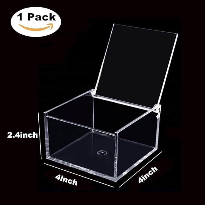 KissYou Acrylic Box with Lid Clear Hinged Lid Box Acrylic Storage Contanier Coffee Pod Holder Organizers Accessories Graduation Party Decoration