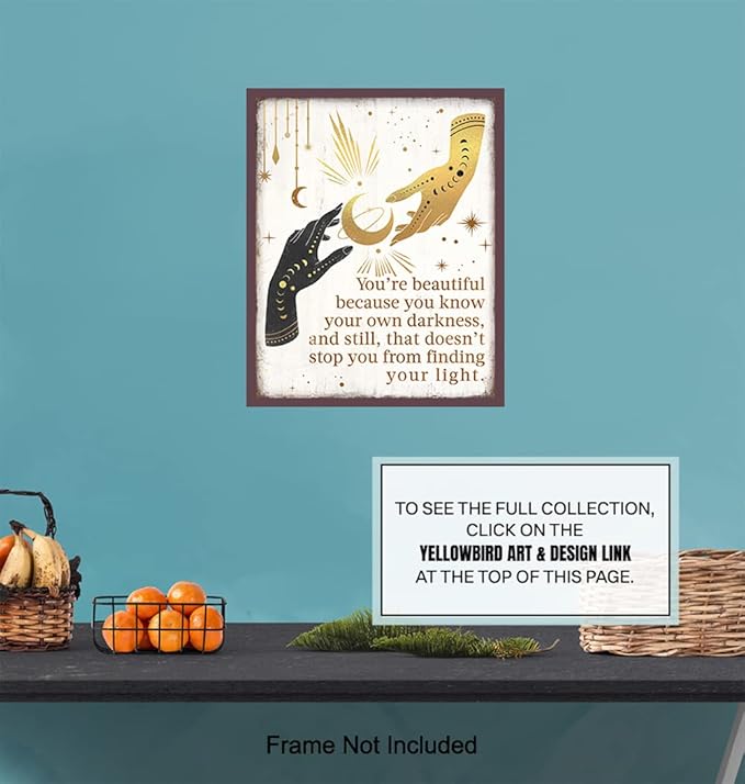 Boho Witchcraft Wall Art - Gothic Witchy Room Decor - Inspirational Positive Quotes for Women - Encouraging Gifts - Shabby chic Celestial Wicca Wiccan Witch Motivational poster - Pagan Supplies