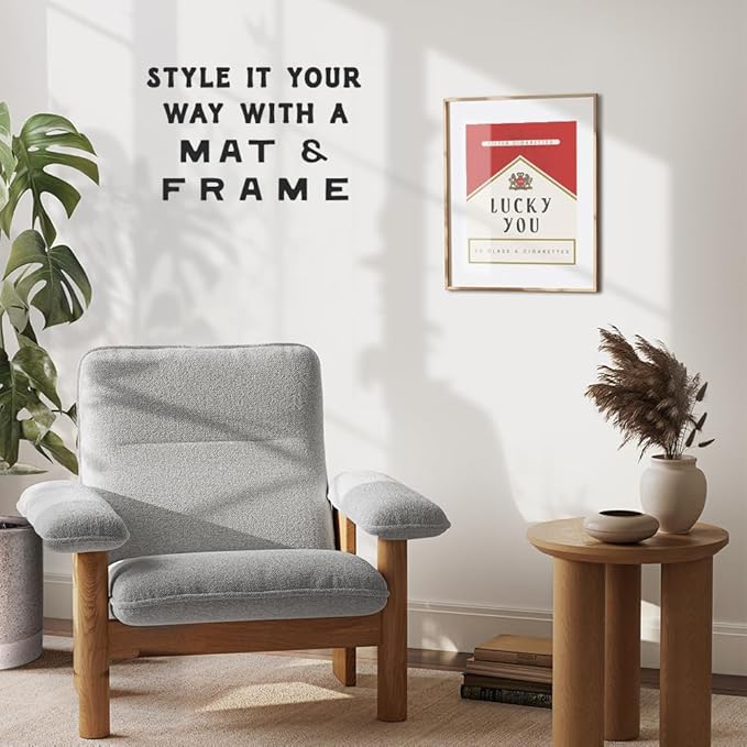 Cute Aesthetic Trendy wall decor - Lucky You Gallery Wall Art & Decor - 70s Retro Vintage Minimalist Modern art - Funky Decor - Maximalist Eclectic Home Decor - Preppy Positive Quotes Posters 8x10