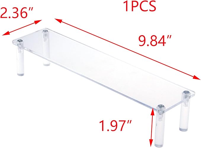 T Tulead Acrylic Riser Clear Display Risers Stand Tabletop Display Risers Rectangular Organizer Shelf 1 Tier for Perfume Jewelry Cupcake