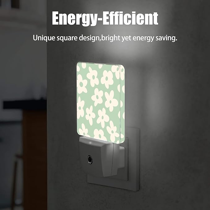 Groovy Flowers Night Light, Dusk to Dawn Smart Sensor Nightlight for Bedroom Bathroom Kitchen Hallway Stairs Hallway, Plug-in, Energy Efficient Decor Desk Lamp Gifts