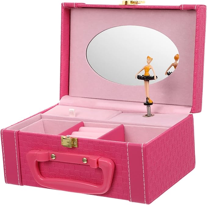 PartyKindom Jewelry Box Standing Organizer Makeup Jewelry Storage Buckle Lock Case Elegant for Friends
