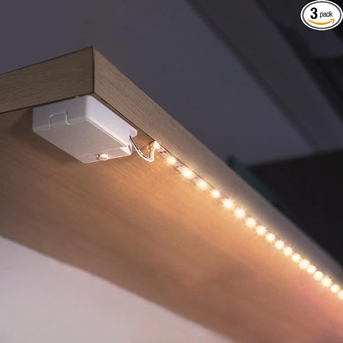 BestLuz Battery Powered LED Strip Lights, 3 Pack 40 Inch Battery Operated LED Strip Lights for Shelves and Under Cabinet Indoor Use, Cordless LED Light Strips Warm White 2700K