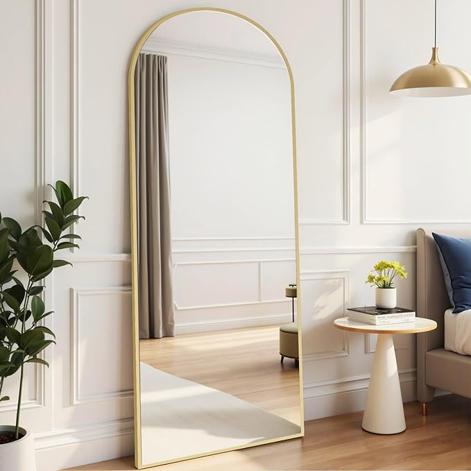 Rowjut Floor Mirror Arched Mirror Full Length 56"X20" Full Length Mirrors can be Free Standing or Hanging on the wall Used in Living Room Entrance Hall Corridor Room Bathroom etc （Glod