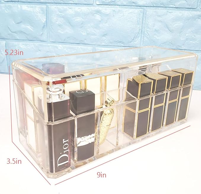 CLUQMEIK Acrylic Rollerball Perfume Organizer Beauty Scent Holder with 24 Grids Organization Container Storage for mini perfume/mini spray collection display- Clear
