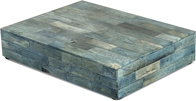 Handicrafts Home Small Decorative Box with Lid – 6x8x1.5” Trinket, Remote Control & Keepsake Memory Box, Decorative Accent for Coffee Table, Shelf, Mantle & Boho Home Decor- Verdigris