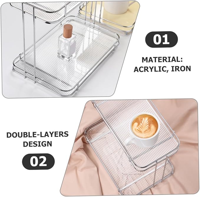 Cabilock 2tier Bathroom Countertop Organizer for Cosmetics Acrylic Storage Shelf Stylish and Sturdy Vanity Rack for Toiletries and Makeup Easy to Clean and Install Space-Saving for Bathroom