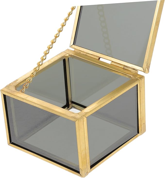 PRETYZOOM 1pc Glass Jewelry Box for Girls Decorative Candy Boxes Makeup Organizer Trinket Storage Case