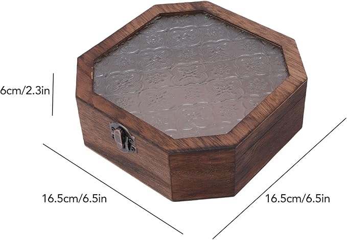 Vintage Floral Wooden Jewelry Box, Elegant Paulownia Wood and Glass Makeup Organizer, Romantic Small Decorative Trinket Keepsake Box for Jewelry Cosmetics Storage