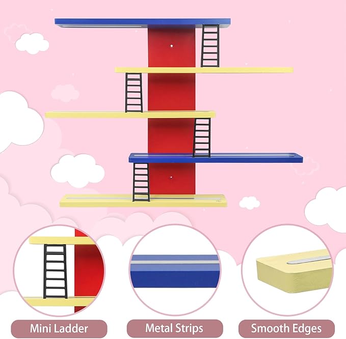 Taladad for Tonie Shelf,Tonies Storage for Creative Tonies Magnetic Wall Shelf for Tonie Figures,12-35 Characters,Wooden Hanging Shelf for Kids (Colorful)