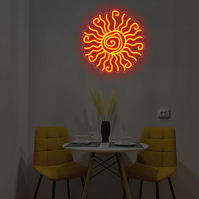 Wacky Sun Neon Sign LED Night Lamp for Room Wall Decor Sun Sign Bedroom Aesthetic Sunrise Sunset Neon Sign for Party Art Neon Design for Bedroom Home Bar Room Decor Gift