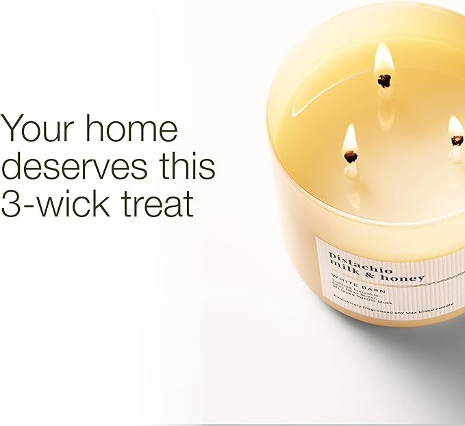 Bath & Body Works 3-Wick Candle, Pistachio Milk & Honey Candle, Strong Throw, Long-Lasting Burn Up to 45 Hours, Exclusively Fragranced Soy Wax Blend, 14.5 oz - 1 Pack