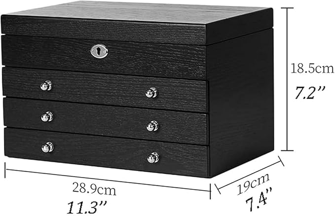 Wooden Jewelry Box, Jewelry Box for Women, Large Capacity Jewelry Case Retro Style Organizer Box Makeup Storage For Women