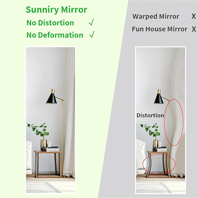 Sunniry Full Length Mirror with Stand, Full Body Mirror with Aluminum Metal Frame, Standing Mirrors for Bedroom, Livingroom, Bathroom, Hallway, Cloakroom, Wedding. (56x16 inch, White)