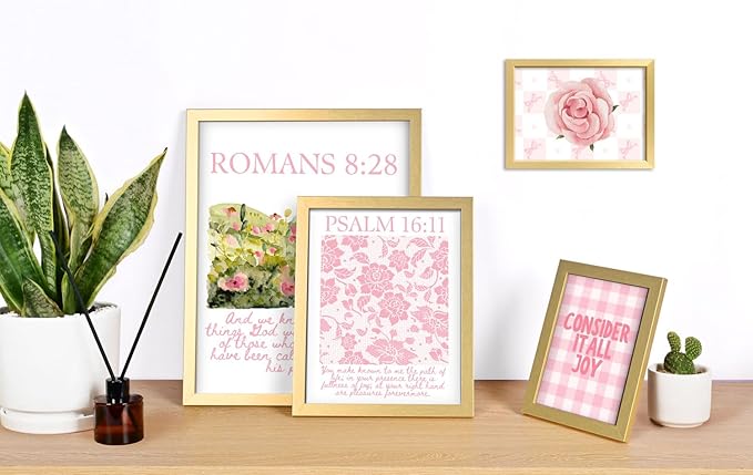 16 PCS Framed Christian Coquette Wall Art Decor, Pink Bow Bible Verses Wall Collage Kit Prints for Bedroom, Gallery Wall Frame Set, Jesus Posters for Living Room Aesthetic, Dorm Artwork for Girls Kids