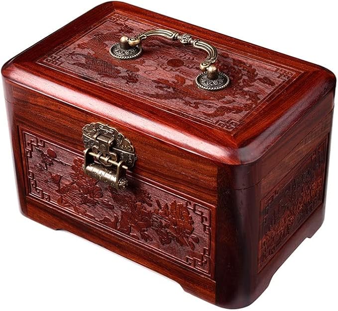 Makeup Organizers Mahogany Jewelry Box Chinese Retro Storage Box Ring Earring Necklace Bracelet Watch Small Jewelry Storage Box Jewelry Box 10.62 inches Jewelry Case