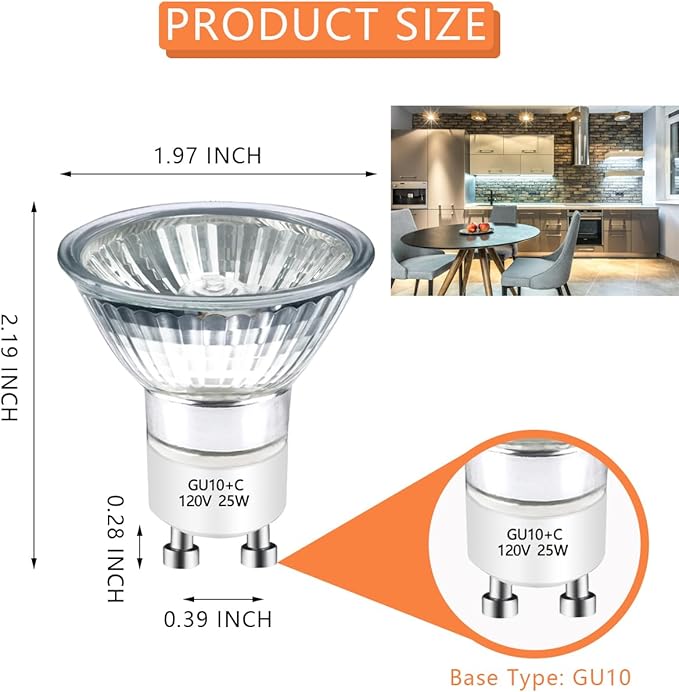 BOGAO Halogen Bulb 25 Watt GU10 120V NP5 Replacement Bulb for Candle Warmer, Scent Wax Burner, Fragrance Melt, JDR Dimmable, Warm White 2700K Pack of 4