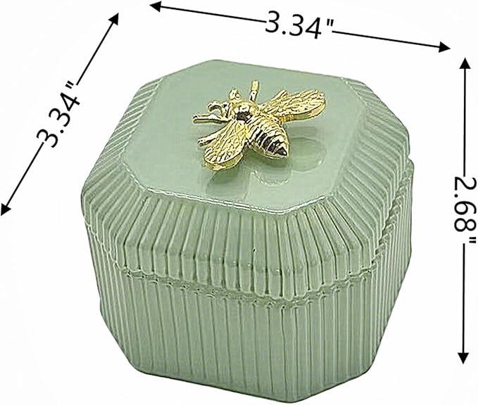 Cute Glass Candy Box - Glass Jar with Lids for Storage Candy Cookie, Vintage Candy Jar Candy Dish for Office Desk Buffet,3.34x3.34x2.68 H IN-GRB020-Green