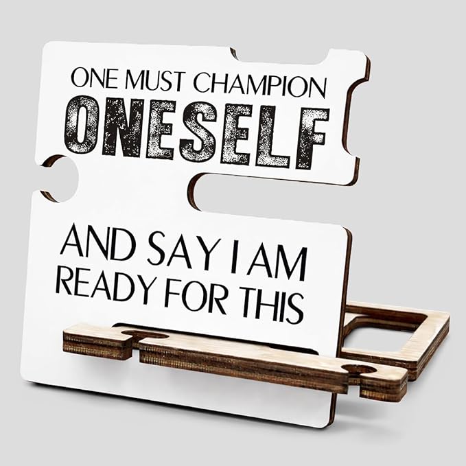 Inspirational Office Gift - Multi-functional Desk Organizer - Motivational Positive Office Quote Wooden Decor Sign for Coworker Desk Shelf Table