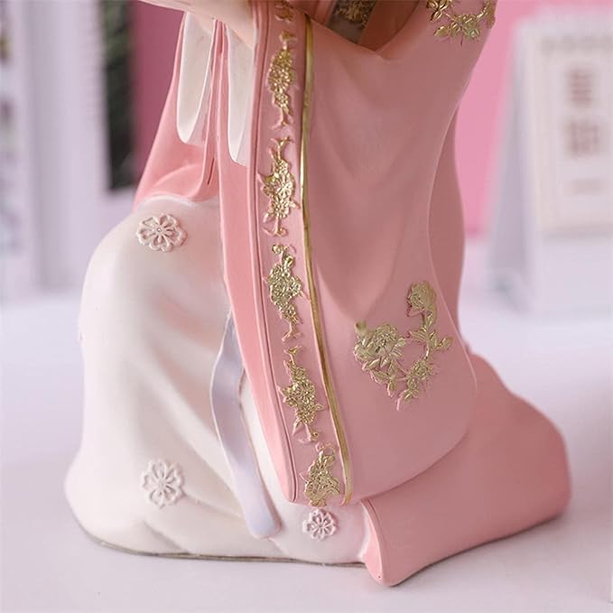 Girl Figurines Serving Tray Resin Girl Statue Jewelry Trinket Storage Tray Key Candy Snacks Makeup Organizer for Home Office Table Decoration - Pink