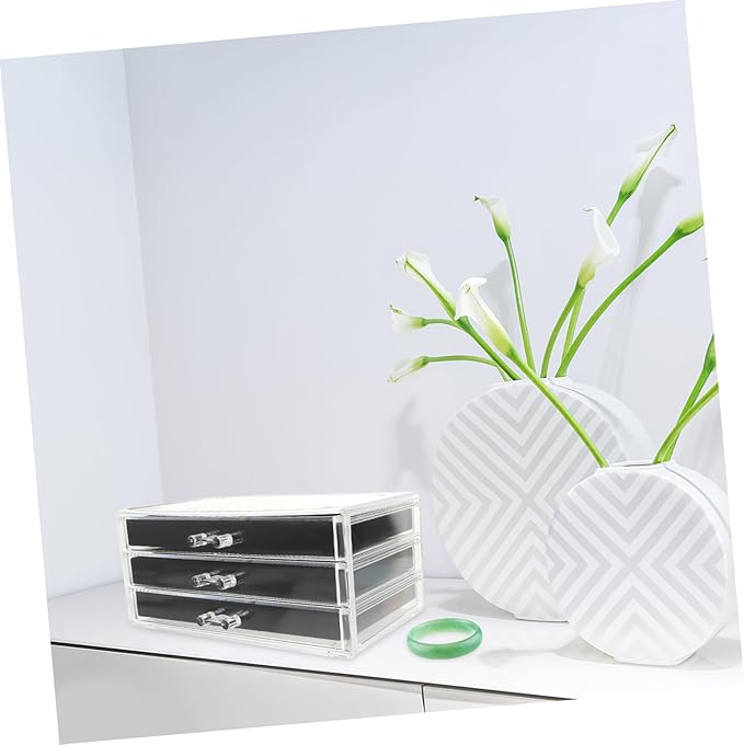 PartyKindom Jewelry Storage Box for Earrings Necklaces Compact Multi-layer Organizer for Makeup Accessories Elegant Display Case for Dressing Table
