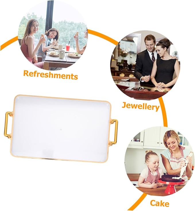 FOMIYES Luxury Rectangular Tray for Desserts and Jewelry Multi-Functional Makeup Organizer Decorative Food Serving Platter Elegant Design for Home and Parties