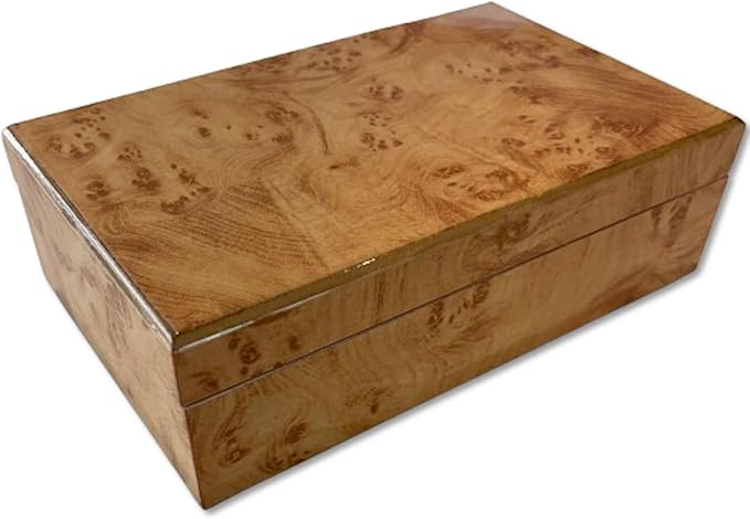 Cruiser's Caché Burl Wood Design Luxe Decorative Box | Fully Suede-Lined | Large - 10 inches