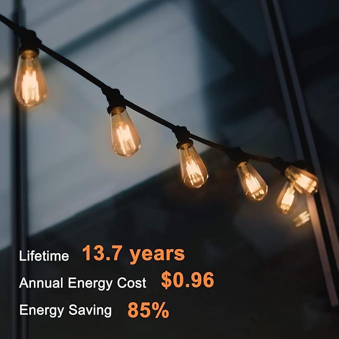 TJOY 12 Pack Vintage LED Edison Amber Light Bulbs, 60W Equivalent, Dimmable, 8W, 800 Lumens, 2200K Soft White, ST58, E26 Base LED Filament Bulbs, CRI80+, Antique Glass Style for Home, Bedroom