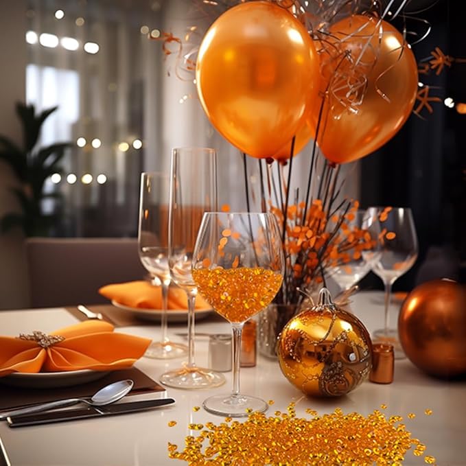 HappyFiller 4400 Pcs Orange Acrylic Mini Discs 0.28 Inch,Home Kitchen Room Decorative Vase Fillers,Fishbowl,Flat Slime Beads,Sensory Bin Table,Centerpieces,Candle Holder,Party Confetti
