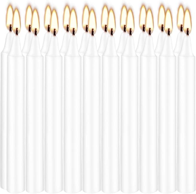 YOROXRG Set of 40 White Candles Mini Unscented Taper Candles for Christmas,Household, Wedding, Rituals, Prayer, Birthdays, Meditation, Altar,Party and Home Décor Candlesticks - 4 Inch Tall
